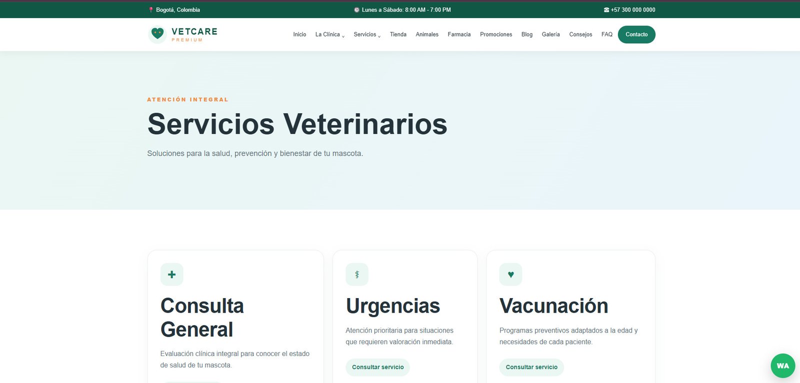 Demo Web Veterinaria cobaltho.xyz